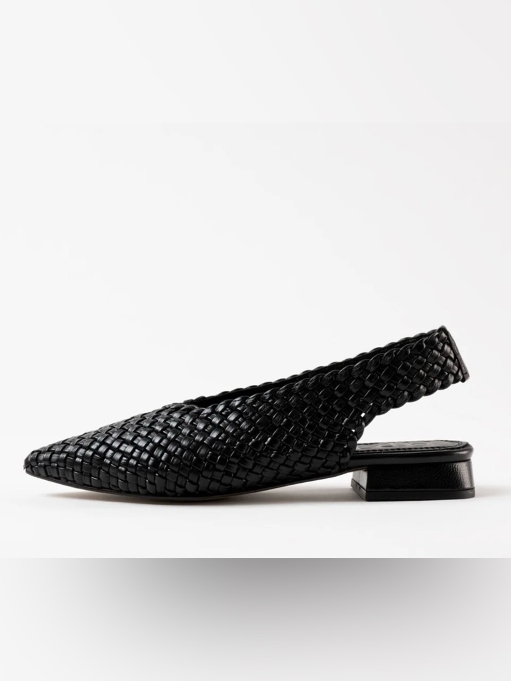 Italian Made Black Woven Leather Flat Shoes 41